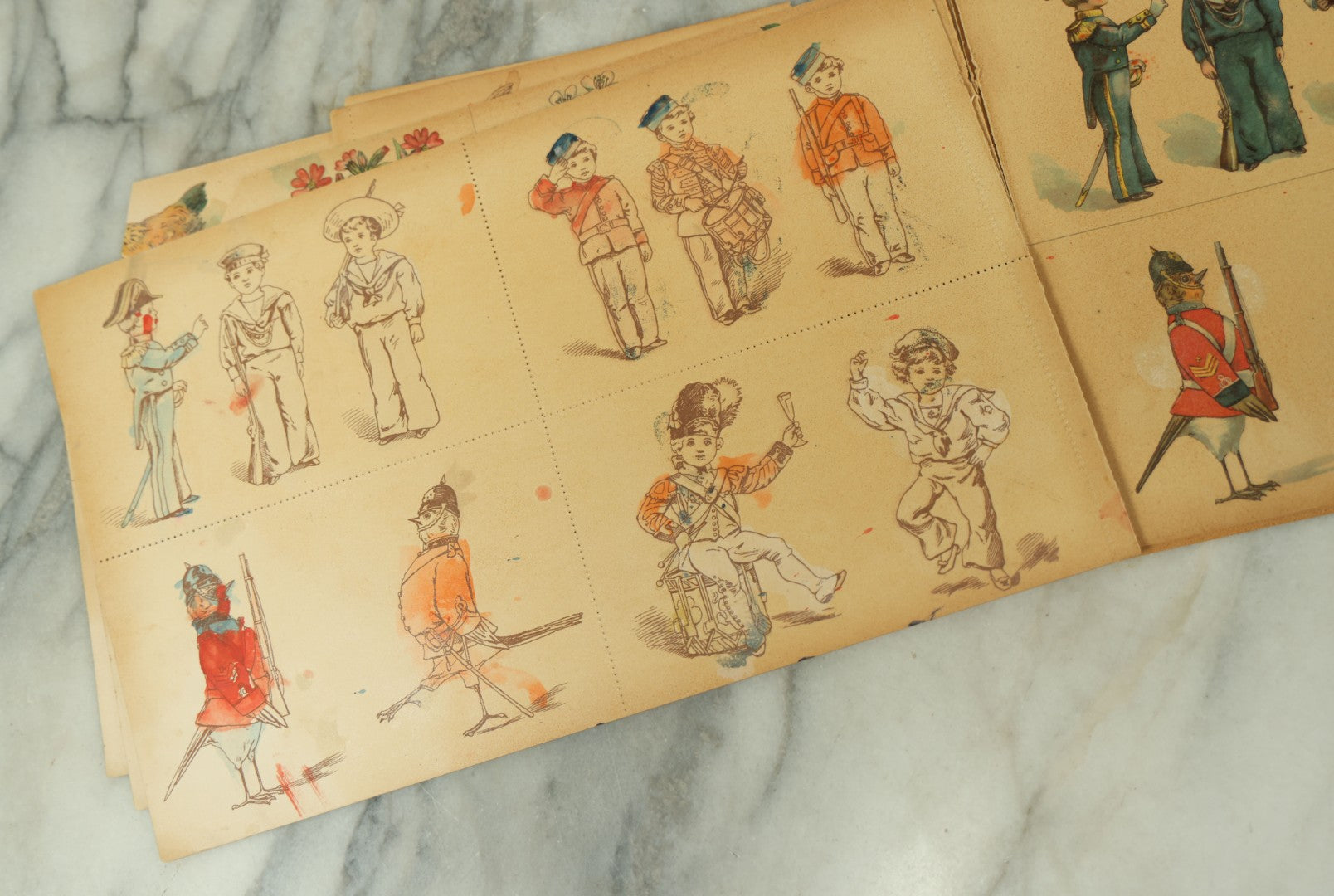 Lot 100 - "The Little Postcard Painter" Antique Postcard Painting Book For Children, By Ernest Nister, London, And E.P. Dutton &* Co., New York, No. 888, Watercolor Book For Children To Paint Their Own Postcards, Used