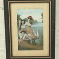 Lot 103 - Antique Postcard Of Women In Their Striped Swimsuits In Vintage Custom "Cardtique" Frame, 6" x 8"