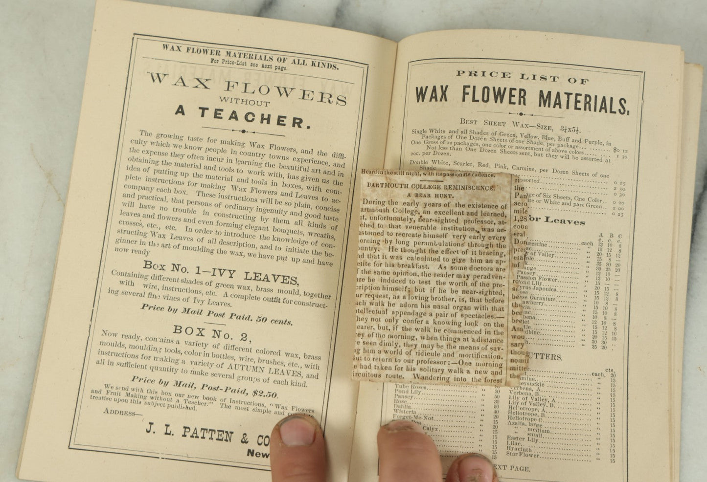 Lot 105 - "Wax Flowers And Fruit Modeling Without A Teacher" Antique Illustrated Art Instruction Booklet With Illustrations, J.L. Patten & Co., Publishers, 1876