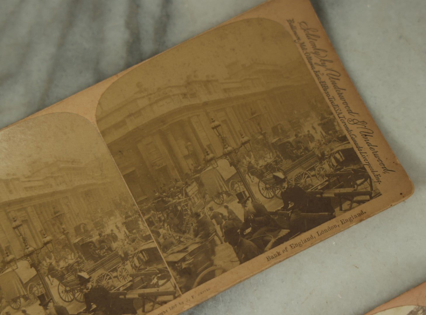 Lot 110 - Grouping Of Five Antique Stereo View Stereo Optic Photograph Cards Including "Her Guardian Angel" Trick Shot Spirit Ghost Photograph, Other Landmarks, Scenes