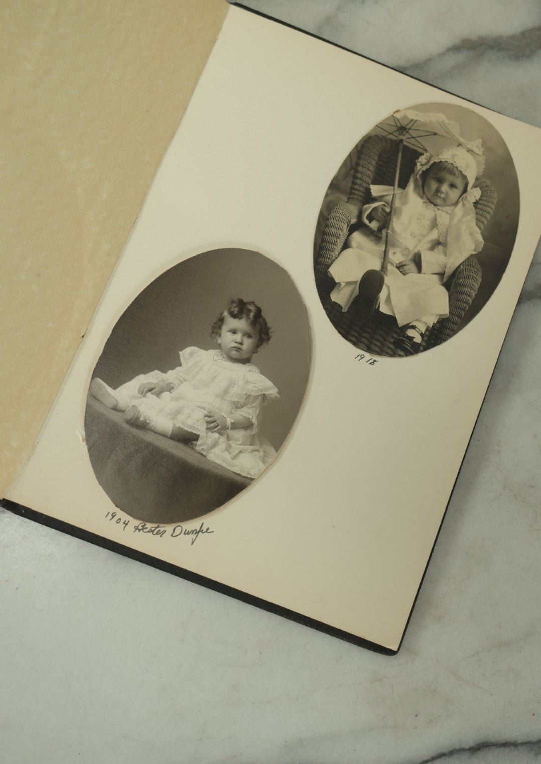 Lot 111 - Sparse Antique Family Portrait Photo Album By Merrill, Waltham, Massachusetts, With Four Photos, Children, Family, Etc.