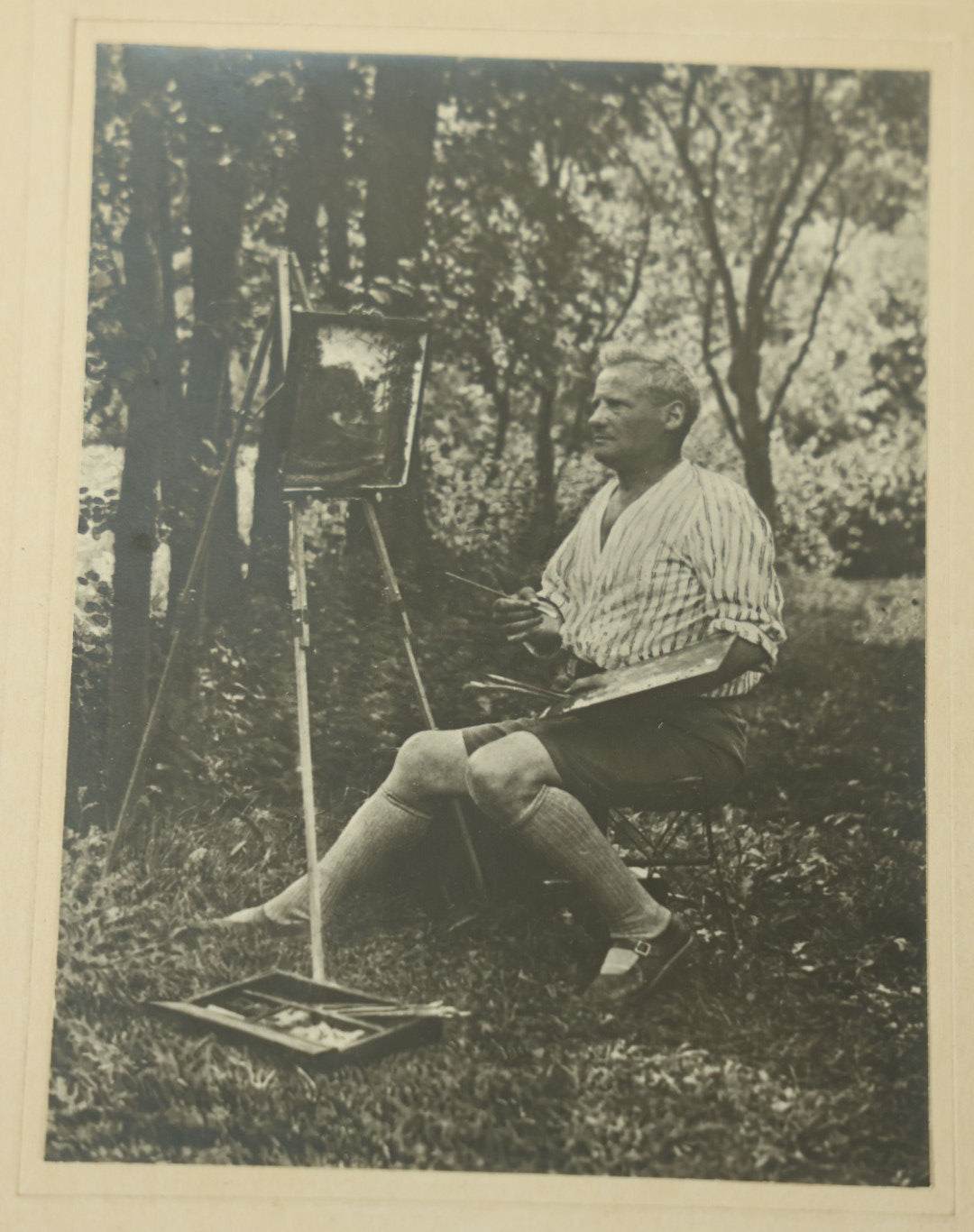 Lot 112 - Single Vintage Boarded Photo Of A Man Painting A Landscape Scene, Vienna, Austria