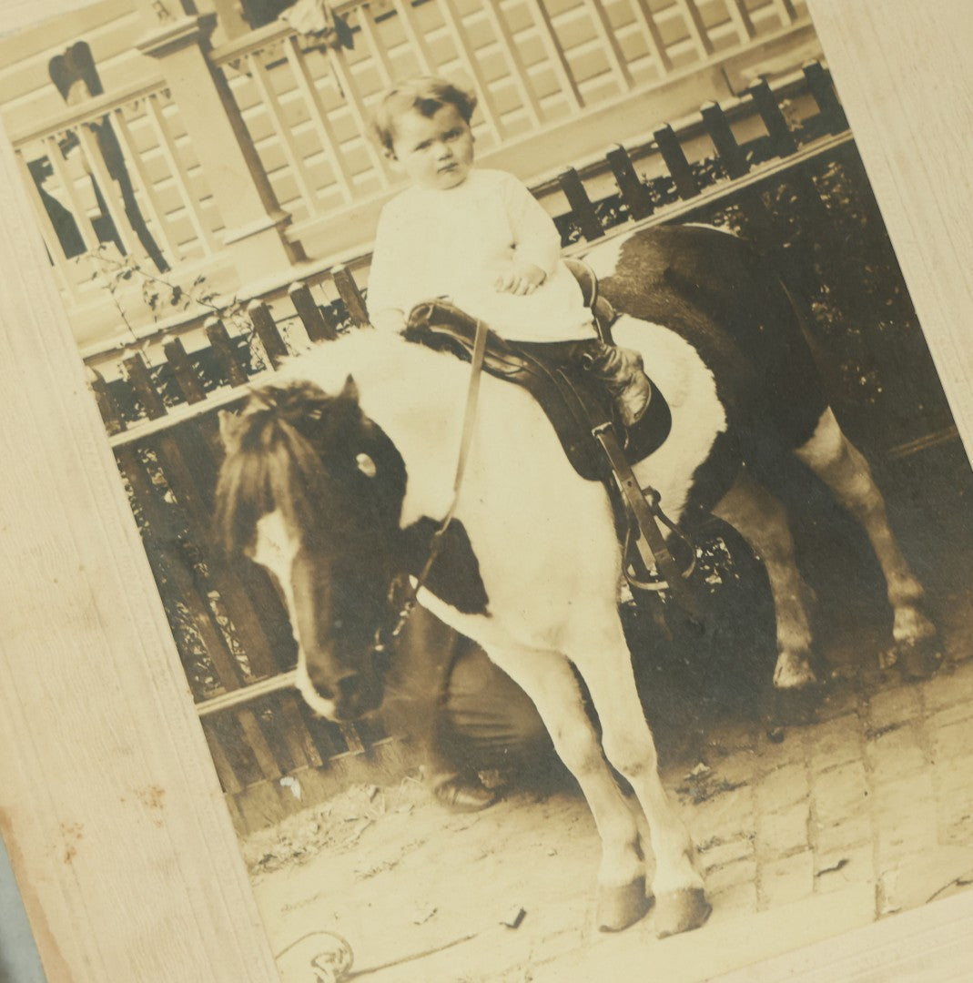Lot 113 - Grouping Of Three Antique Boarded Photos Of Children Riding Ponies