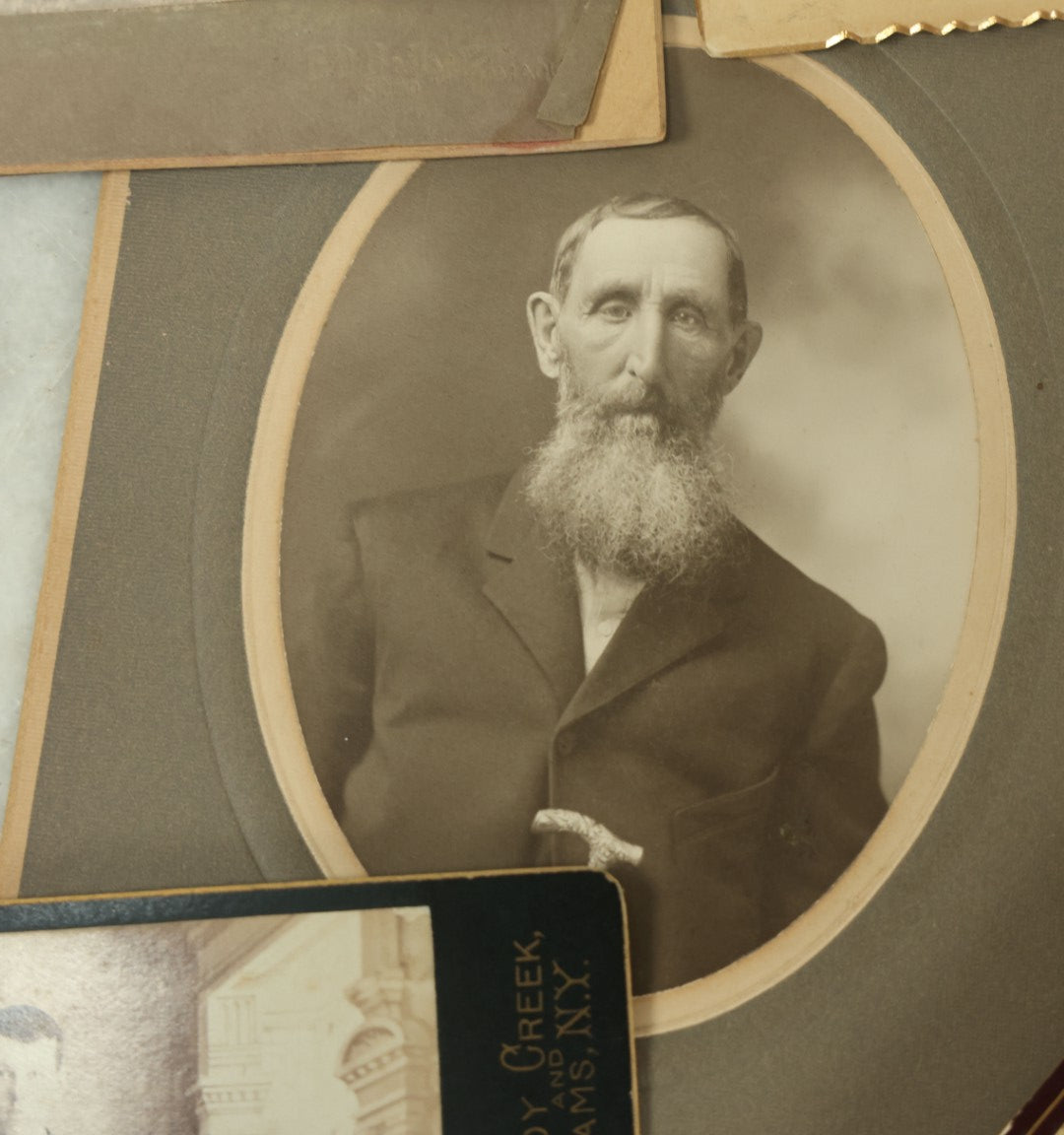 Lot 114 - Grouping Of Seven Assorted Cabinet Card Photographs Of Men, Children, And Families, Photographers From New York, New Jersey, Etc.