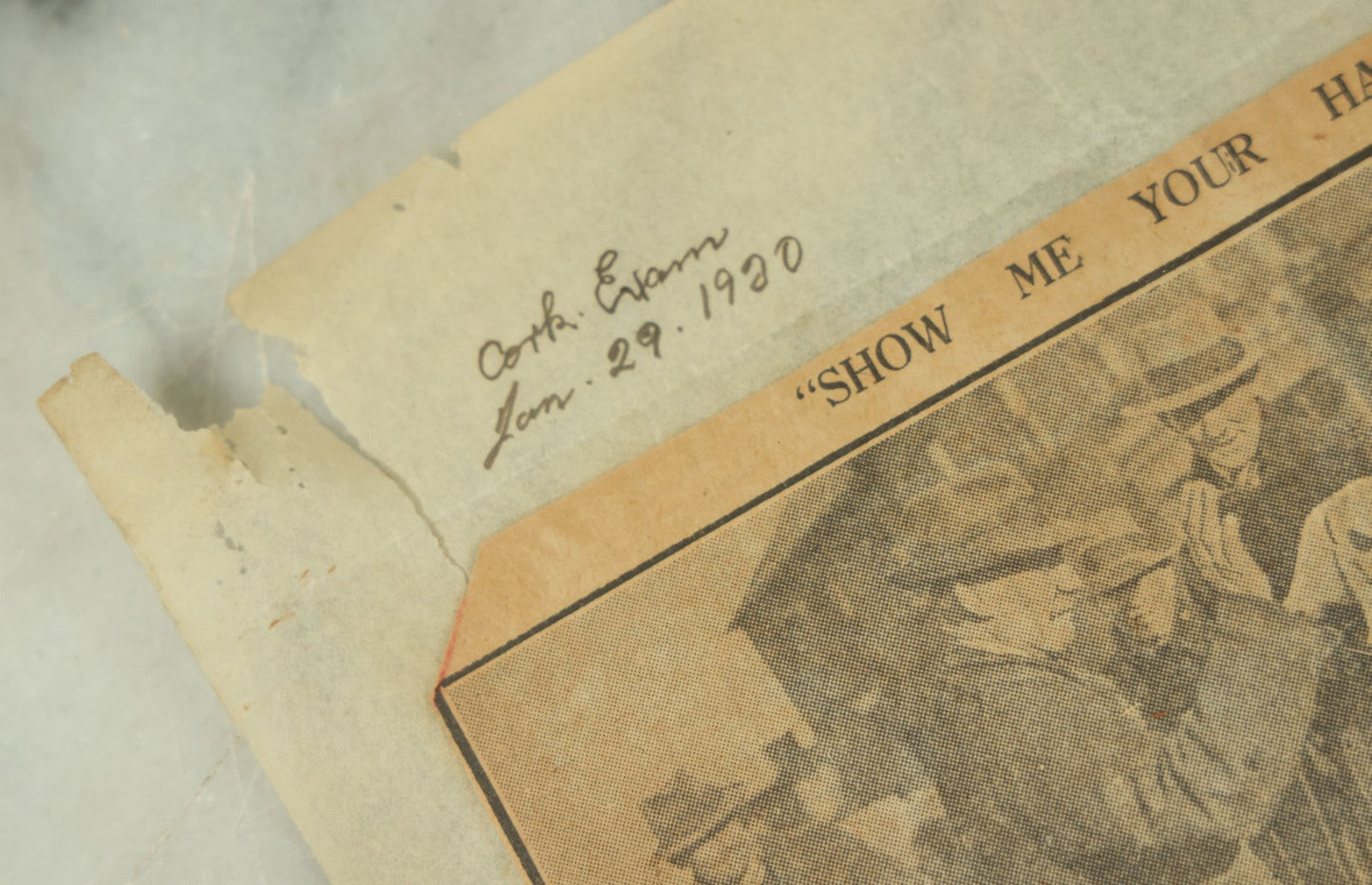 Lot 118 - Antique Ephemera Grouping With Press Photo Of Man Selling A Pig, Along With Newspaper Article And Documents Relating To The Licensing Of The Photo, 1920