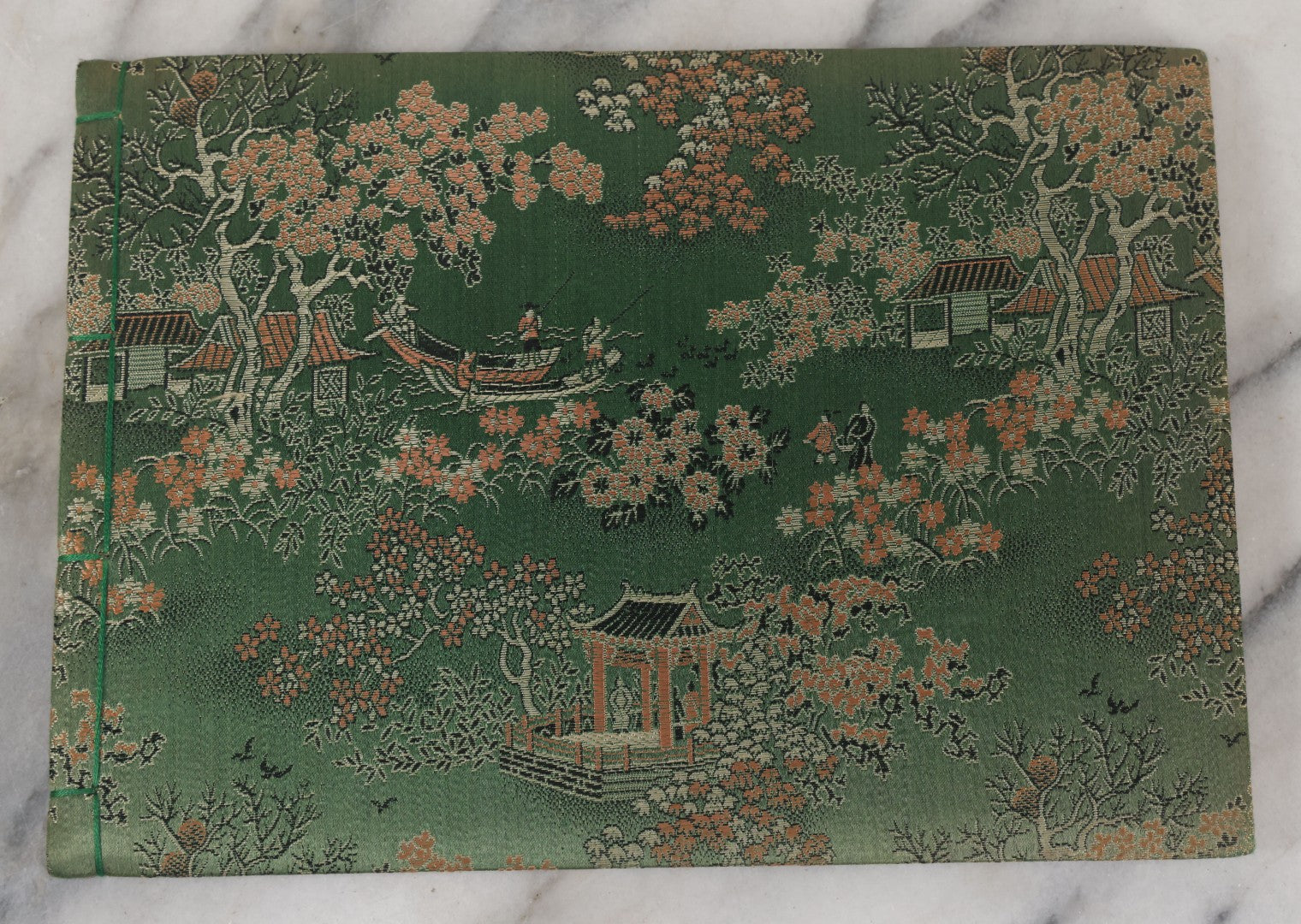 Lot 120 - Vintage East Asian Cloth Covered Art Book With Black Paper Cut Silhouettes