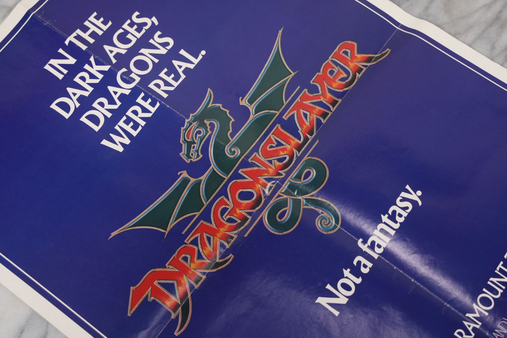 Lot 122 - Vintage Dragon Slayer Movie Poster, 1981, Paramount Pictures And Walt Disney Productions, Folded