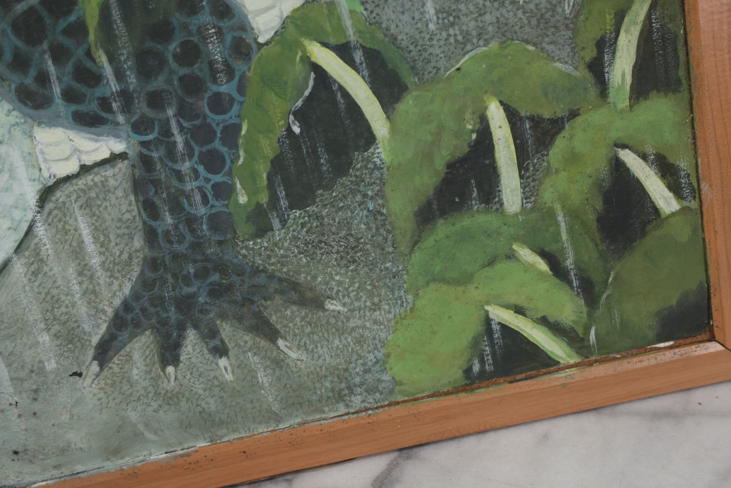 Lot 011 - Contemporary Painting On Panel Of An Alligator In A Rain And Lightning Storm, 36" x 24"