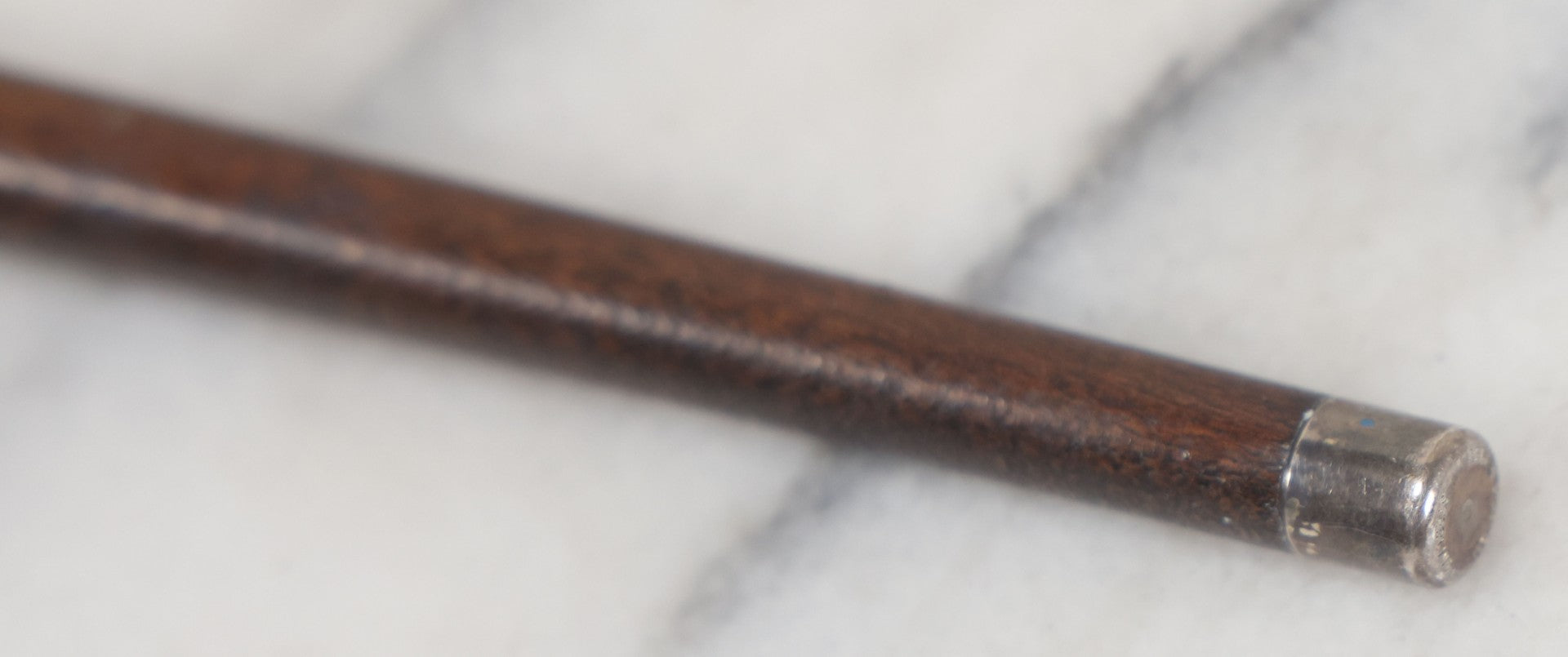 Lot 016 - Antique Sterling Silver Tipped Jogging Stick, Swagger Stick, Marked "Run For Your Life" At Top, By Reed And Barton, 14" Overall Length