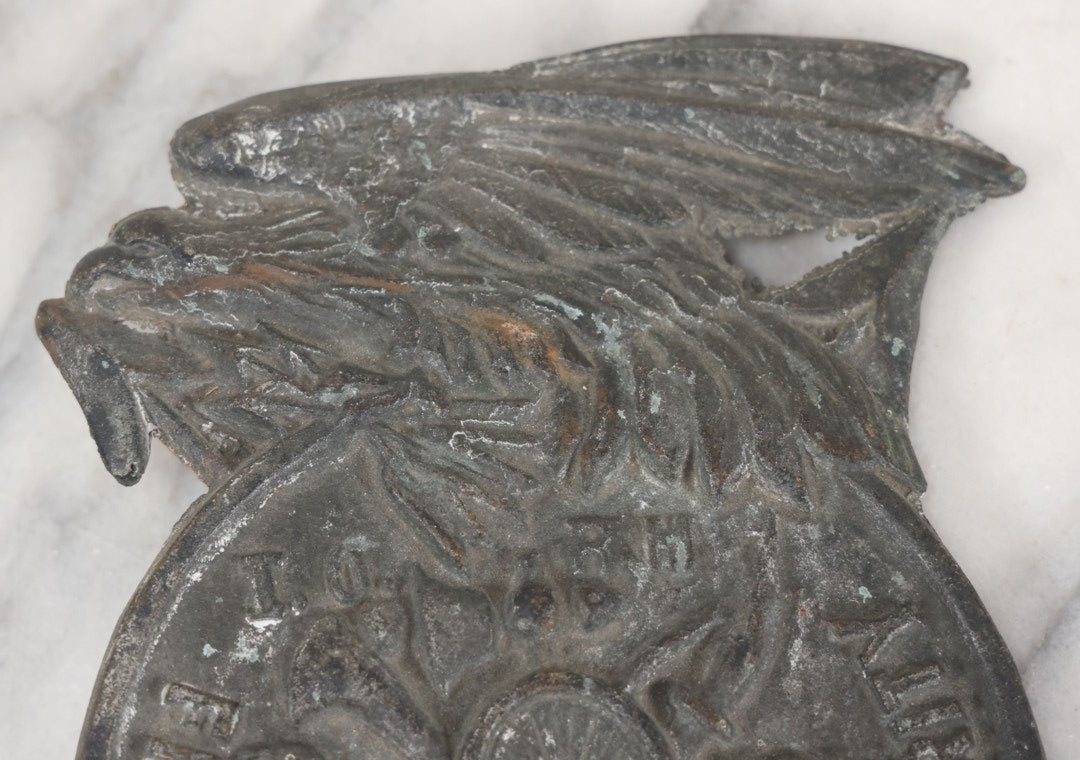 Lot 019 - Antique Improved Order Of Red Men I.O.R.M. Cast Iron Grave Marker Topper, With Eagle, Freedom, Friendship, And Charity, Lodge No. 173