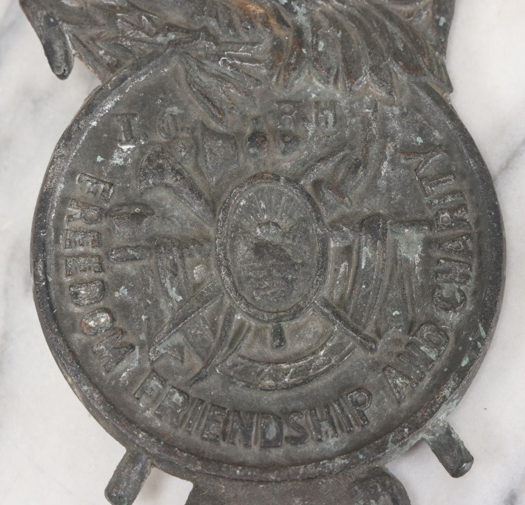 Lot 019 - Antique Improved Order Of Red Men I.O.R.M. Cast Iron Grave Marker Topper, With Eagle, Freedom, Friendship, And Charity, Lodge No. 173