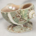 Lot 035 - Antique Real Shell Nautilus Salt Cellar With Shell Base, Polished Surface