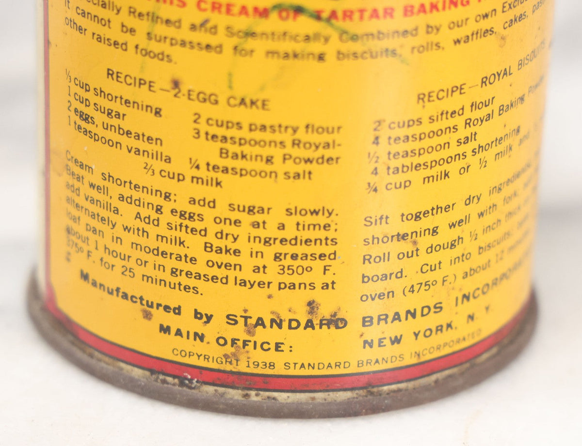 Lot 076 - Vintage Royal Baking Powder Red Blue And Yellow Tin, Copyrig ...