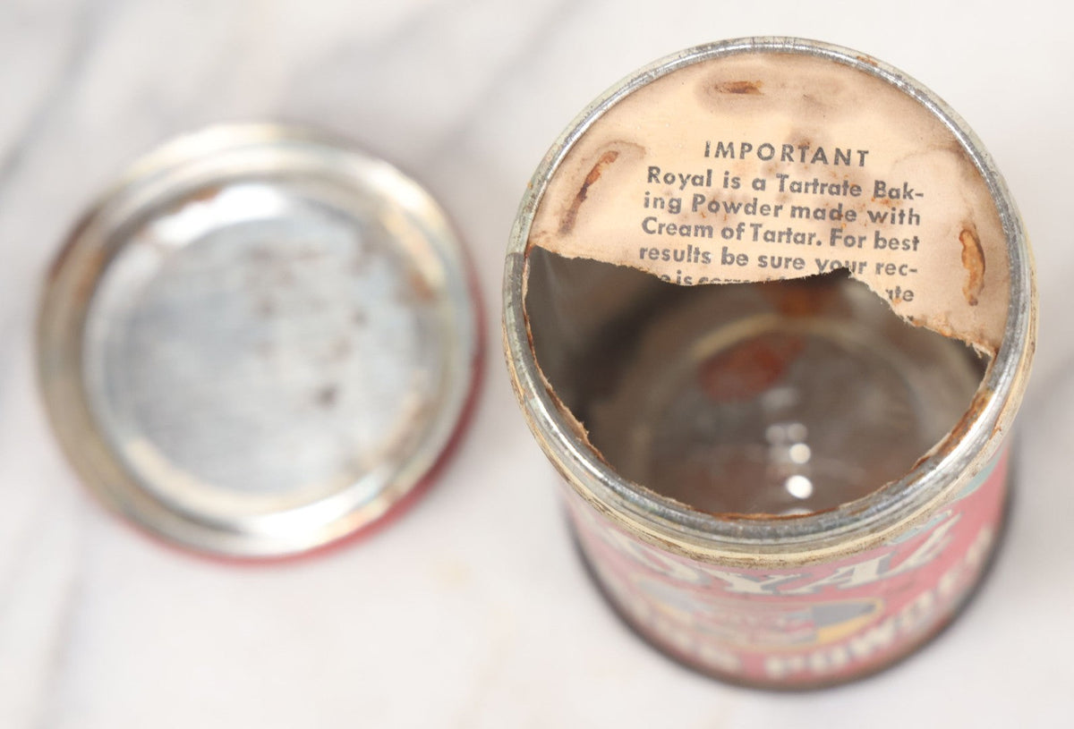 Lot 076 - Vintage Royal Baking Powder Red Blue And Yellow Tin, Copyrig ...