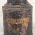 Lot 079 - Antique Toleware Stenciled Tea Tin With Hinged Lid, Painted Pattern Along Lower And Upper Edges