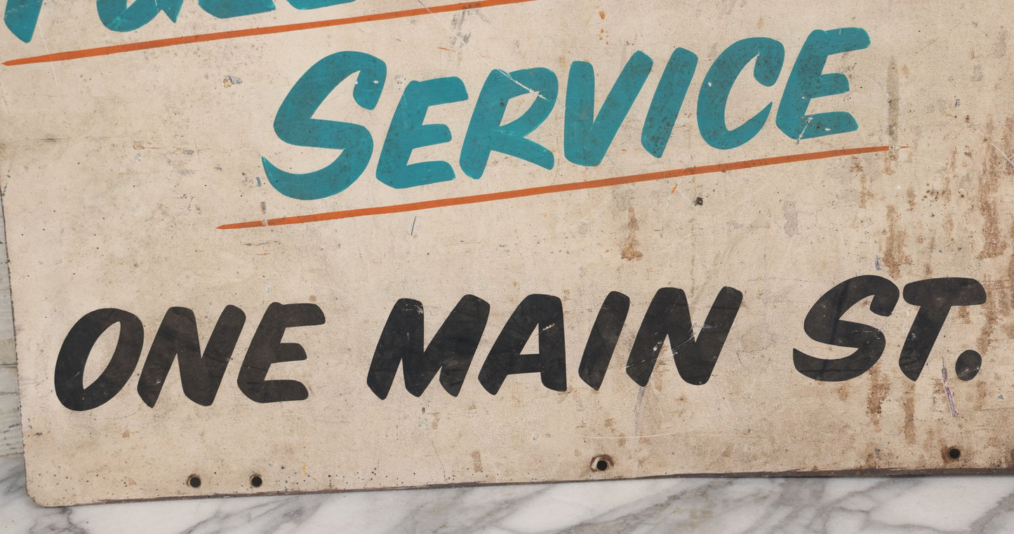 Lot 084 - Vintage Hand Painted Metal Automotive Trade Sign, Fox Valley Fuel Injection Service, On Main Street, As Found, Note Wear, 14" x 17-7/8"