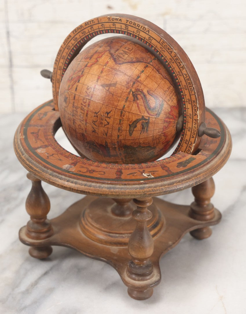 Lot 086 - Vintage Old World Zodiac Desktop Novelty Globe, Vintage Fantasy Item