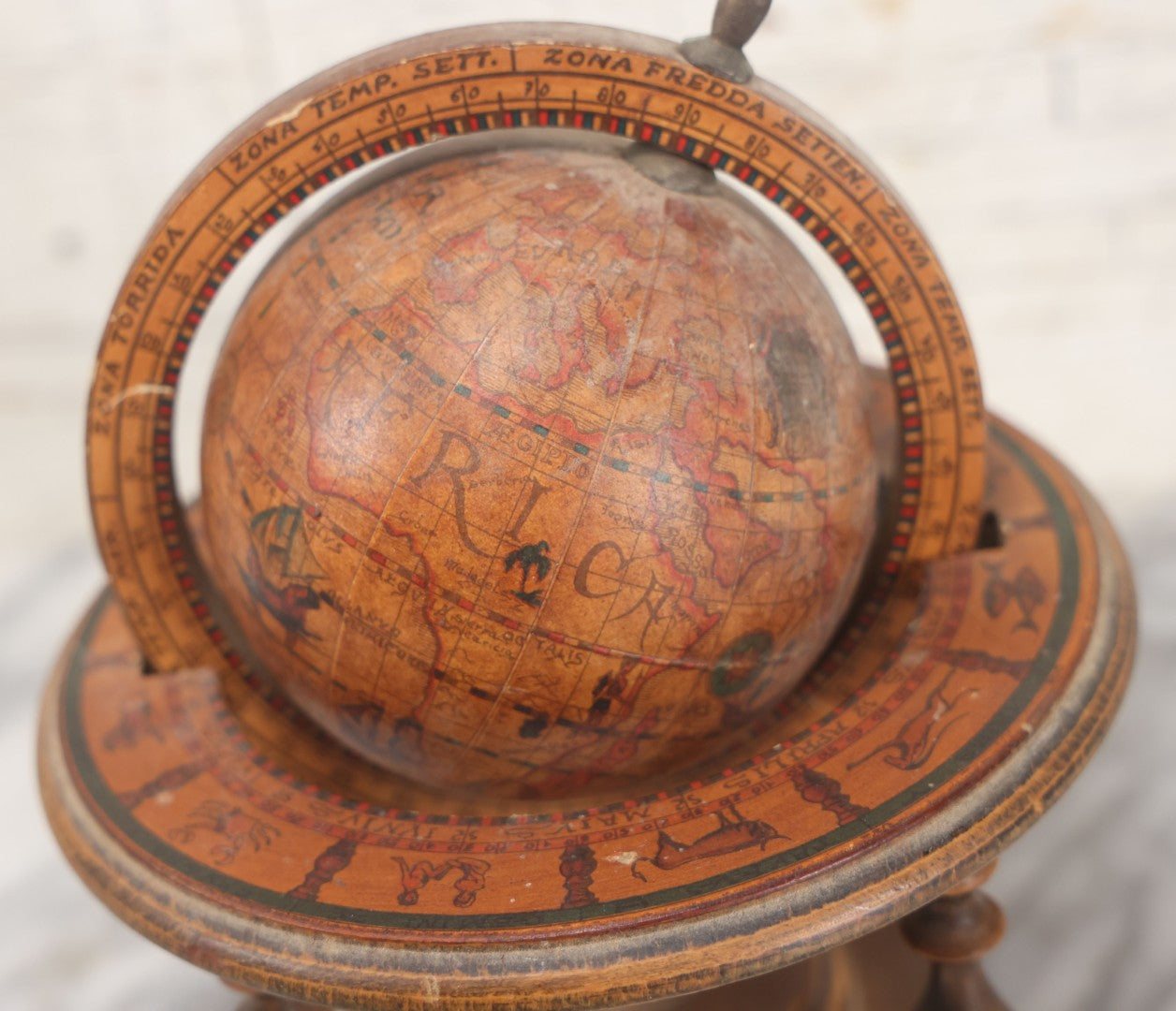 Lot 086 - Vintage Old World Zodiac Desktop Novelty Globe, Vintage Fantasy Item