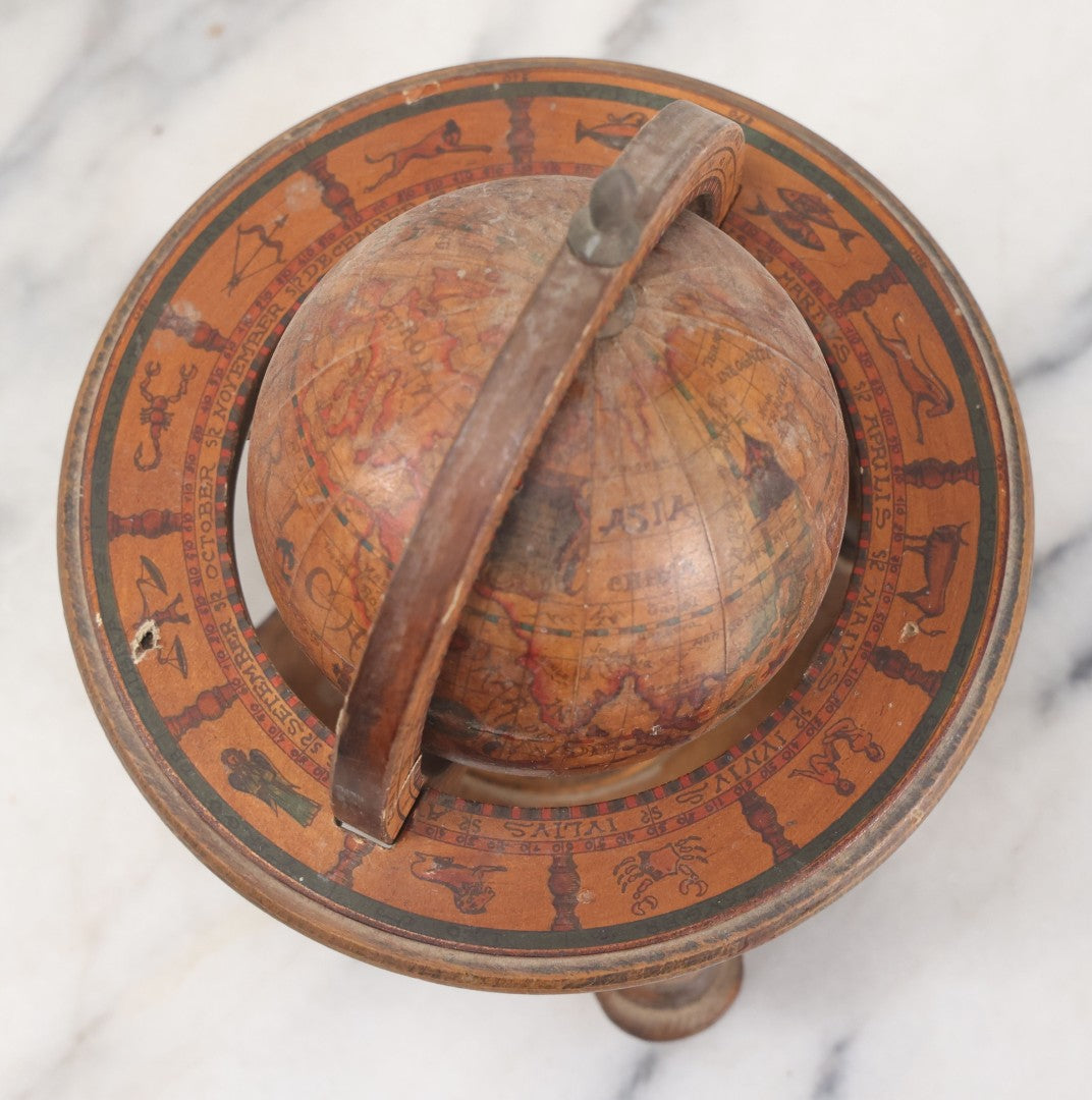 Lot 086 - Vintage Old World Zodiac Desktop Novelty Globe, Vintage Fantasy Item