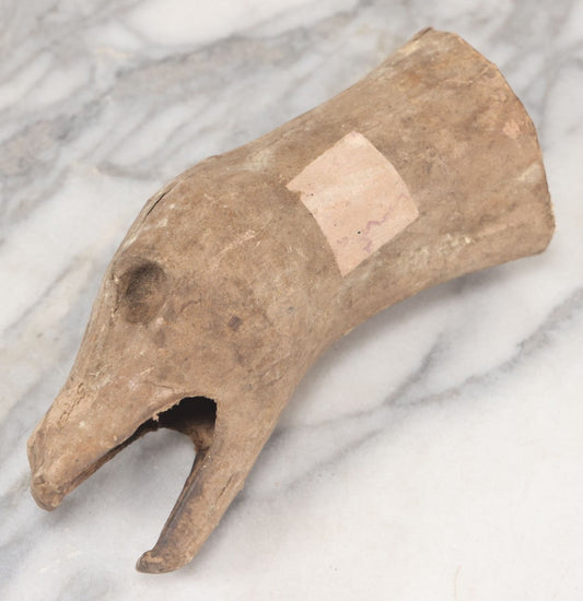 Lot 090 - Vintage Papier Mache Taxidermy Head Form, With Ball Of String Inside Mouth, Possibly Repurposed As String Holder