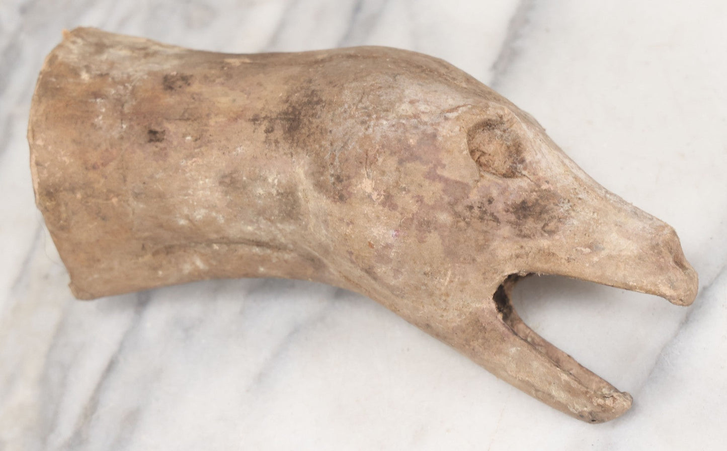 Lot 090 - Vintage Papier Mache Taxidermy Head Form, With Ball Of String Inside Mouth, Possibly Repurposed As String Holder