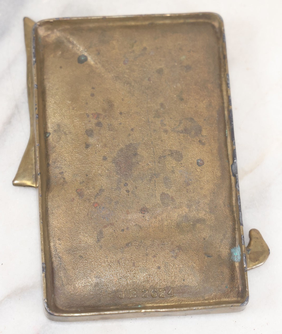 Lot 091 - Antique Jennings Brothers Cast Metal Nautical Sailing Fishing Ashtray, Trinket Dish, Marked J.B. 2624