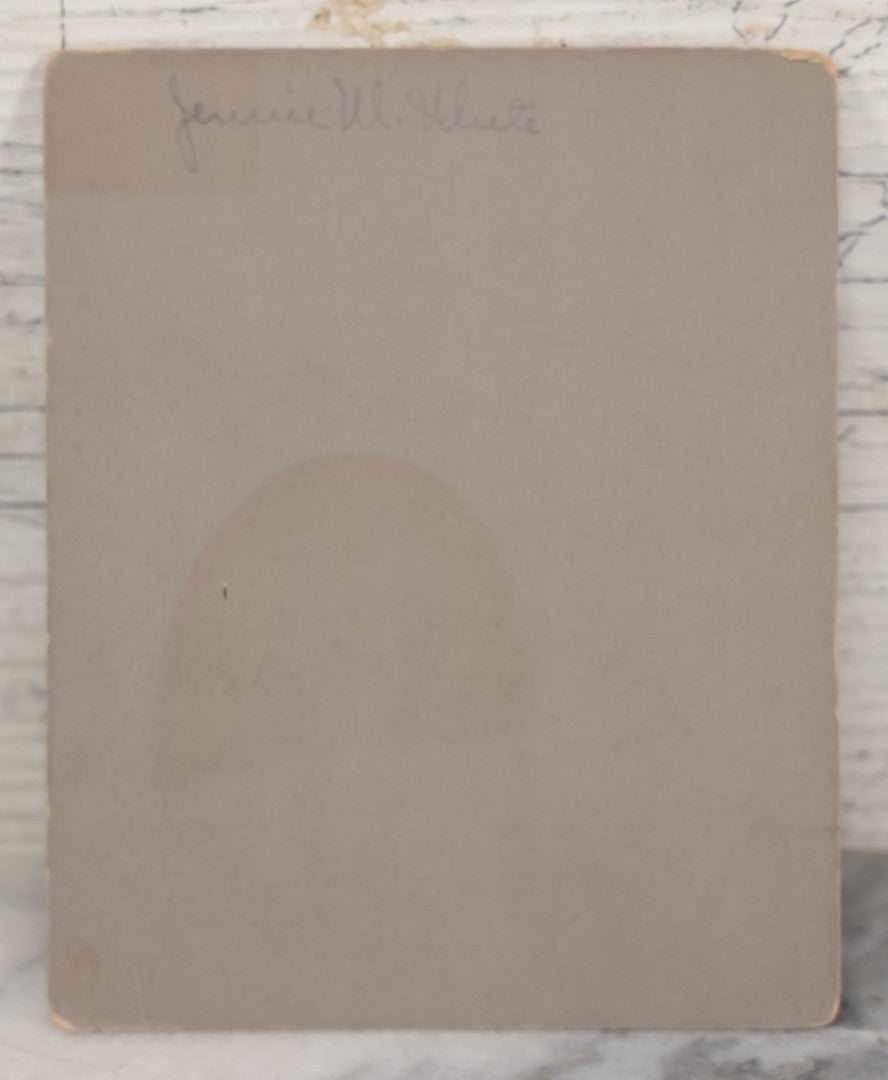 Lot 108 - Antique Boarded Photo Of A Young Woman In A Crown Holding A Silvery Foil Covered Paddle, Unknown Occasion
