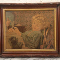 Lot 043 - Antique Chromolithograph Of Dog Begging Child At Dinner Table, Circa 1873, Presented To Subscribers To The Christian Union, Lithographed By Dupuy Of Paris, In Frame, 17-1/2" x 14-3/4"