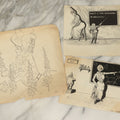Lot 090 - Grouping Of Three Original Pen And Ink Illustrations Including Art School Room Scenes, Drawing Of Woman With Flowers, With Signature