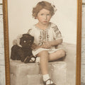 Lot 128 - Vintage Framed Photograph Of A Little Girl And Her Stuffed Bear Plush Toy, Loring Photographer, 1947,  7-1/4" x 10-1/4", Note Frame Kickstand Damage
