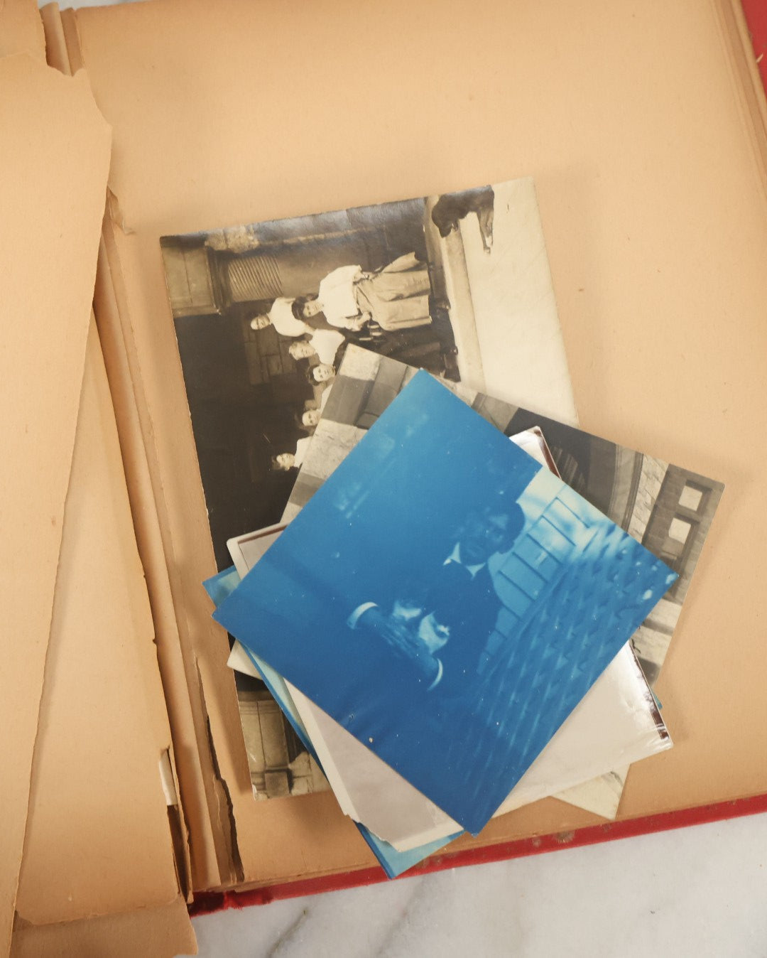 Lot 133 - Antique Red Scrapbook Photo Album With Many Cyanotype And Snapshot Photographs Including Lake Winnipesaukee, New Hampshire, Circa 1900-1905 (All Pages Pictured)