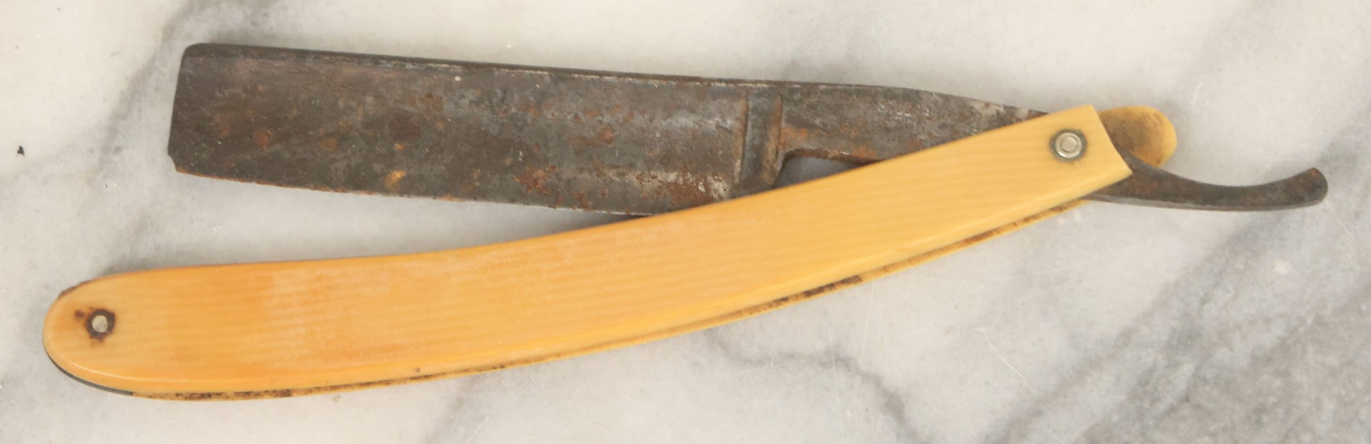 Lot 141 - Junk Drawer Lot, Grouping Of Five Antique Straight Razors And Three Razor Cases, Including Bone Handles, Mostly Poor Condition, Note Rust To Blades, Chips To Blades And Handles, As Found