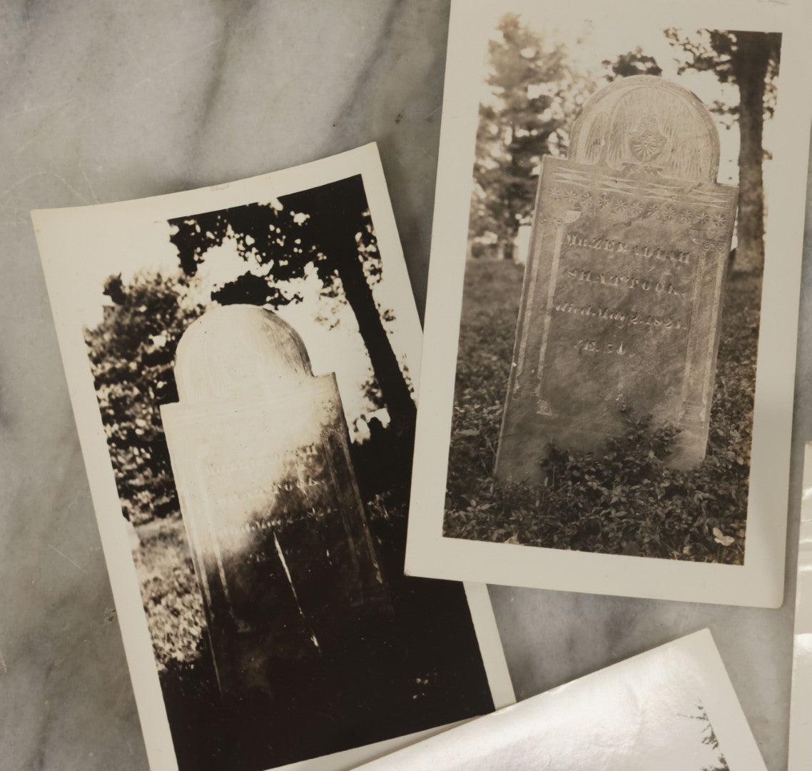 Lot 172 - Grouping Of Eight Snapshot Photographs Of Gravestones, Cemeteries, Etc., Likely In And Around New England