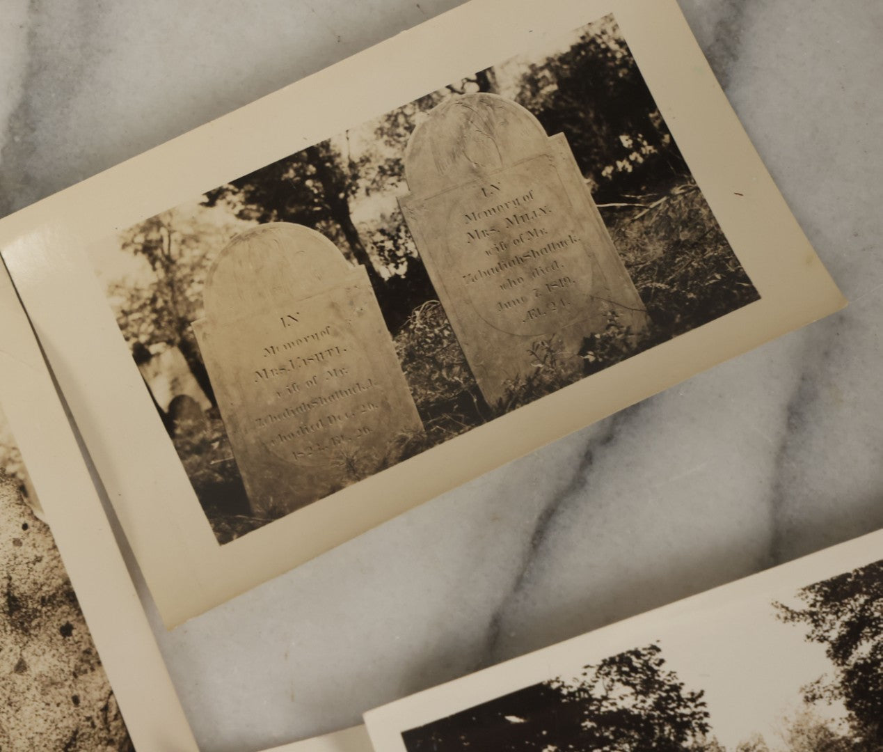 Lot 172 - Grouping Of Eight Snapshot Photographs Of Gravestones, Cemeteries, Etc., Likely In And Around New England