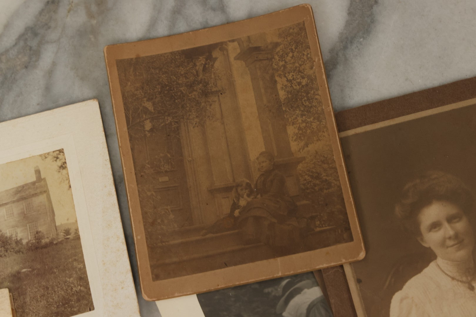 Lot 178 - Grouping Of 10+ Miscellaneous Boarded Antique Photographs And Snapshots, Including Women, Interiors, Photographs Of Homes And More