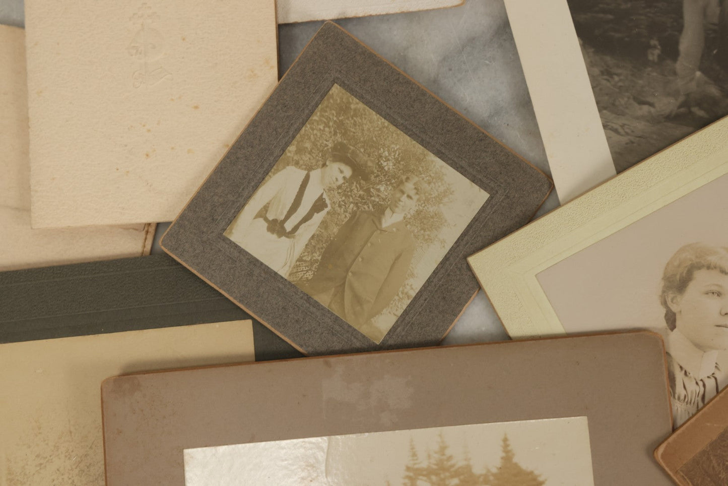Lot 178 - Grouping Of 10+ Miscellaneous Boarded Antique Photographs And Snapshots, Including Women, Interiors, Photographs Of Homes And More