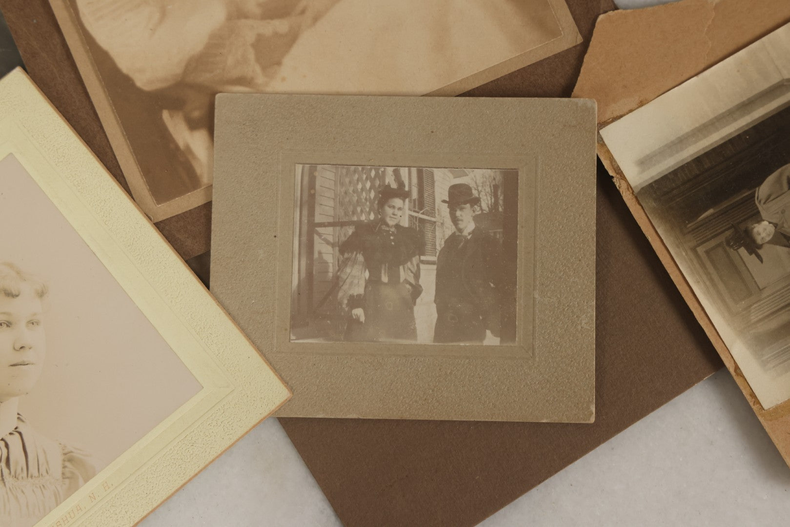 Lot 178 - Grouping Of 10+ Miscellaneous Boarded Antique Photographs And Snapshots, Including Women, Interiors, Photographs Of Homes And More