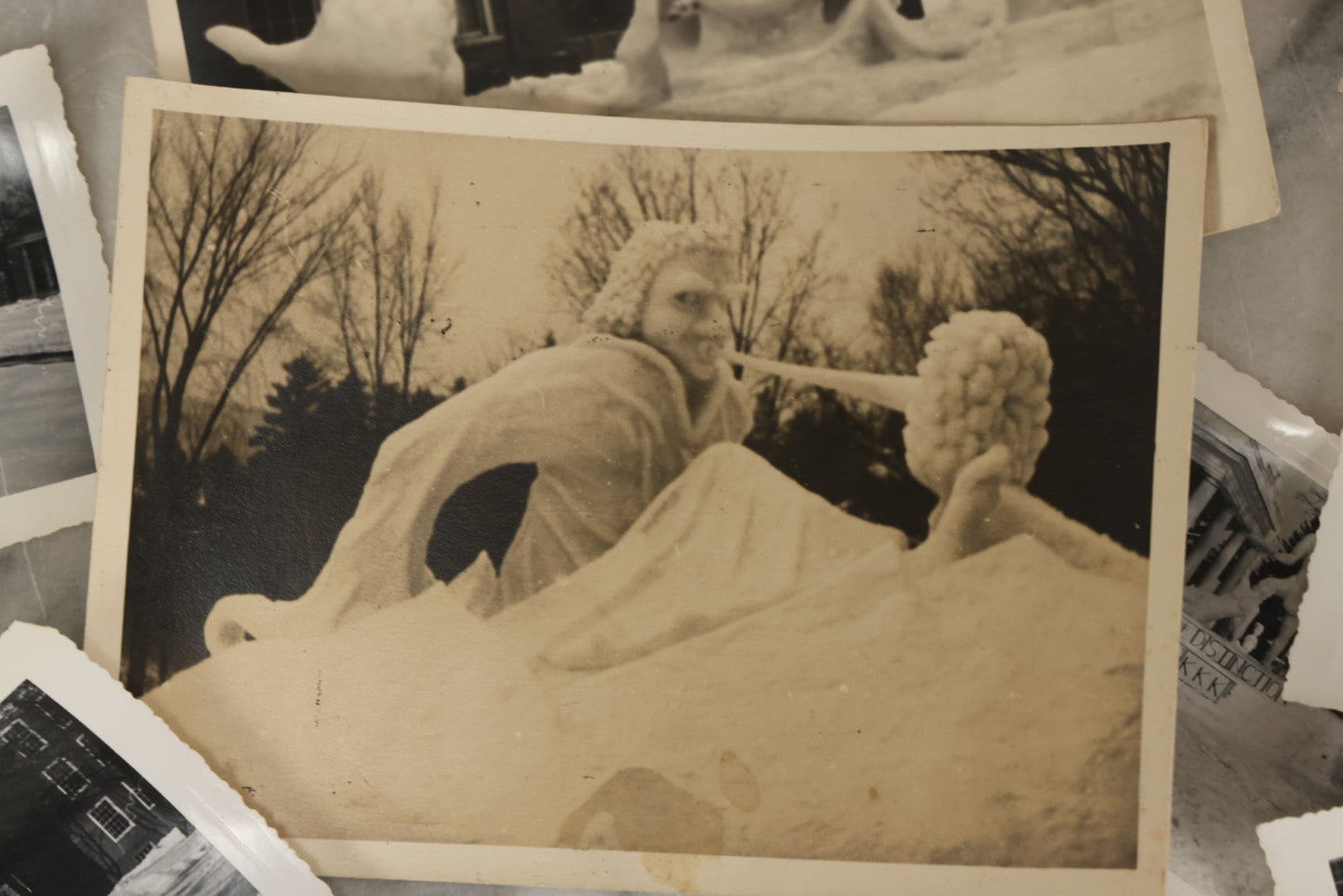 Lot 180 - Grouping Of 15+ Vintage Snapshot Photographs Of Elaborate Ice Sculptures, Snow Men, Etc., Built By The Students Of Fraternities At Dartmouth College, New Hampshire