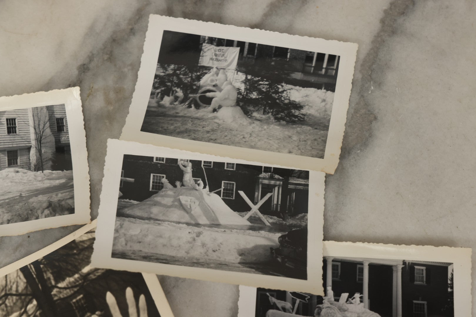 Lot 180 - Grouping Of 15+ Vintage Snapshot Photographs Of Elaborate Ice Sculptures, Snow Men, Etc., Built By The Students Of Fraternities At Dartmouth College, New Hampshire