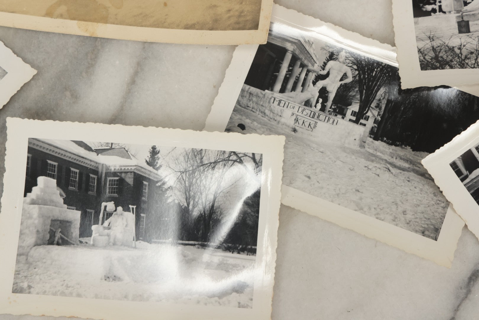 Lot 180 - Grouping Of 15+ Vintage Snapshot Photographs Of Elaborate Ice Sculptures, Snow Men, Etc., Built By The Students Of Fraternities At Dartmouth College, New Hampshire