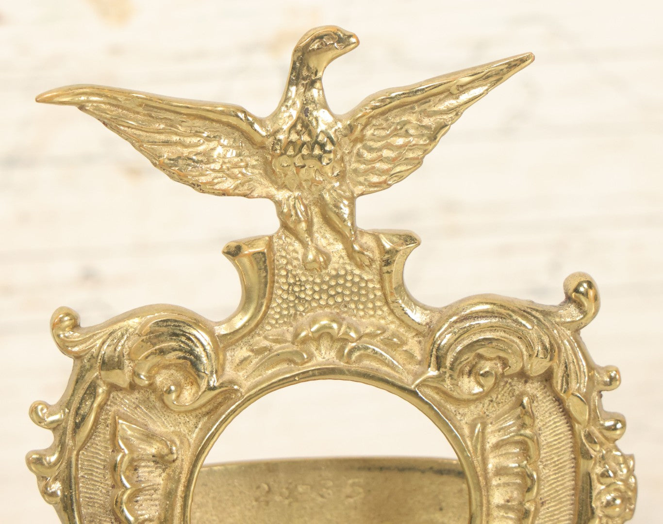 Lot 029 - Antique Brass Pocket Watch Stand, Ornate Rococo Design, Eagle Finial, Decorative Display Holder