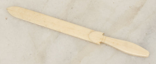 Lot 050 - Antique Carved Scrimshaw Bone Miniature Sword, Primitive Handcrafted Design