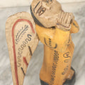 Lot 057 - Vintage Hand-Painted Wooden Folk Art Angel Figure, Primitive Religious Carving, Note Wear, Missing Horn