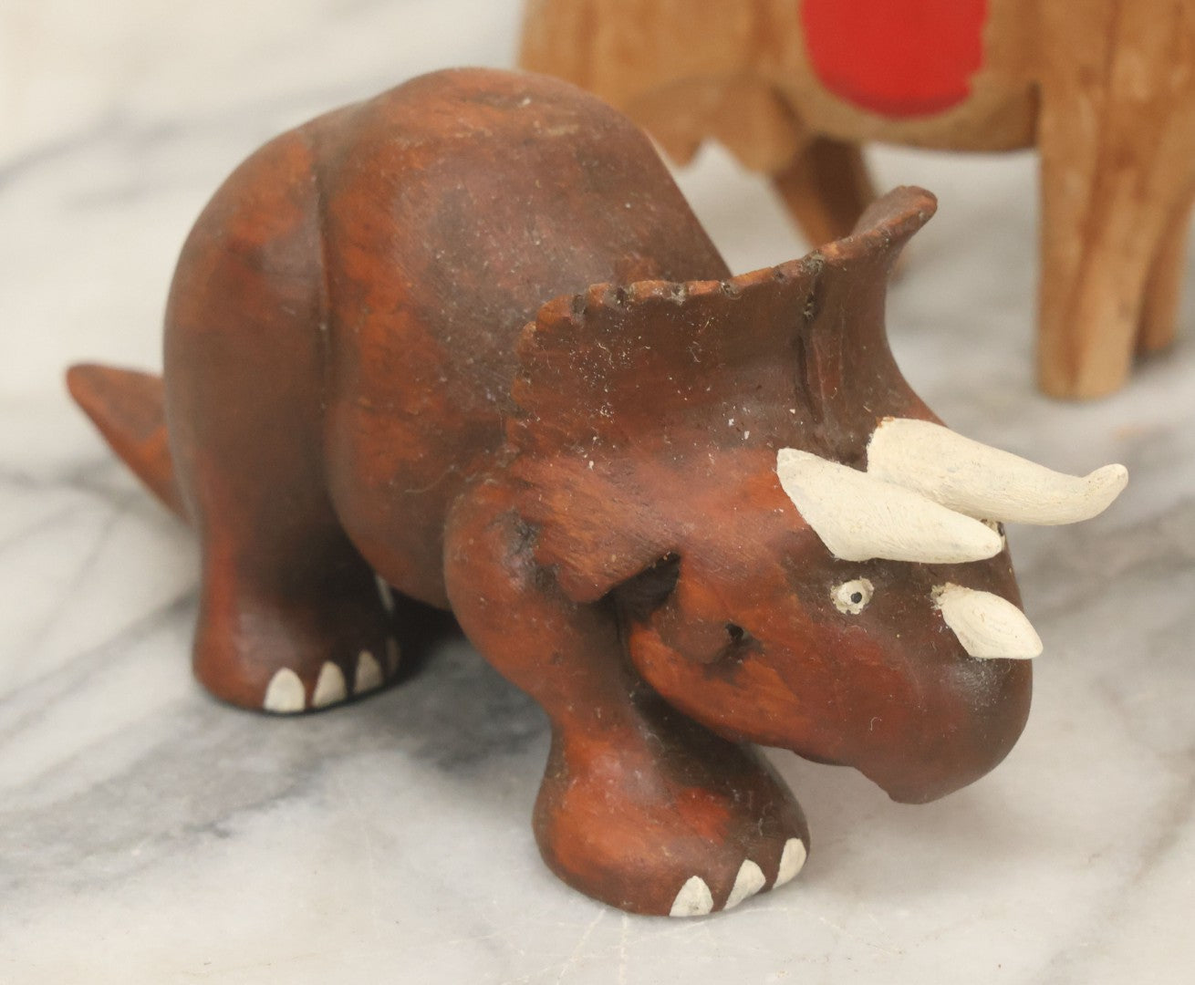 Lot 062 - Grouping Of Vintage Hand-Carved Wooden Animal Figures, Cows, Pig, Dinosaur, Owl, And Folk Art Pieces