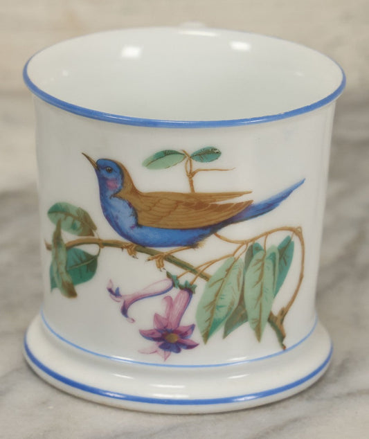Lot 067 - Antique Hand-Painted Porcelain Mug, Blue Bird On Branch