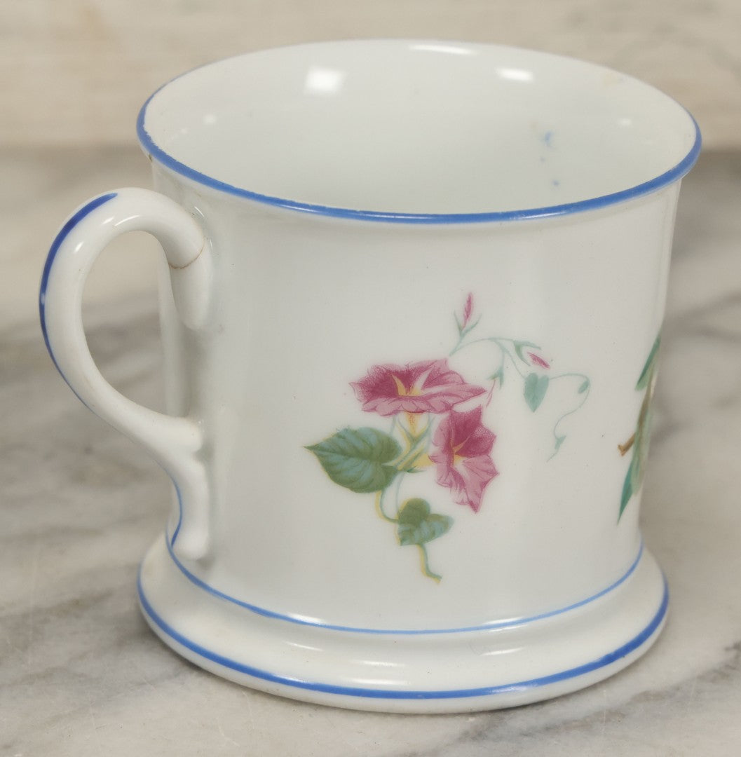 Lot 067 - Antique Hand-Painted Porcelain Mug, Blue Bird On Branch