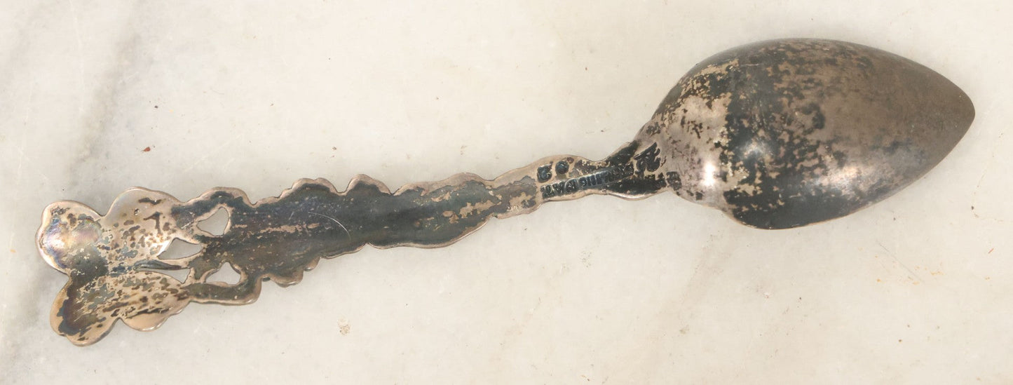 Lot 071 - Antique Sterling Silver "Good Luck" Spoon With Horseshoe And Clover Handle, Equestrian Motif