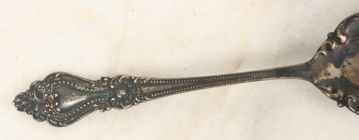 Lot 073 - Antique Rococo-Style Sterling Silver Serving Spoon, Ornate Floral And Scrollwork Handle
