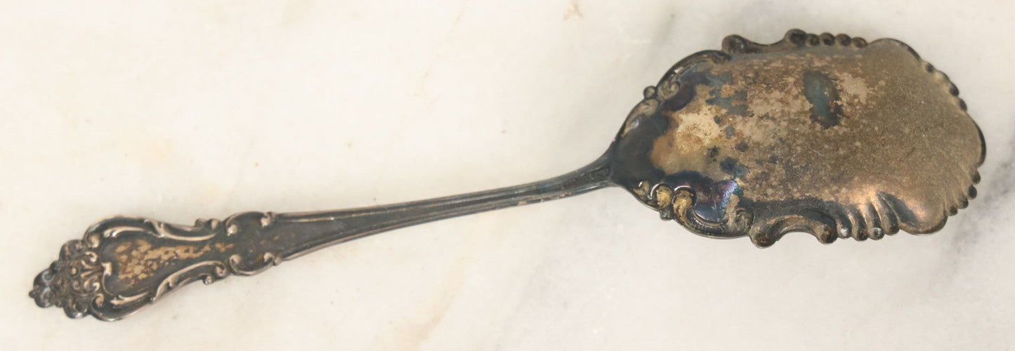 Lot 073 - Antique Rococo-Style Sterling Silver Serving Spoon, Ornate Floral And Scrollwork Handle