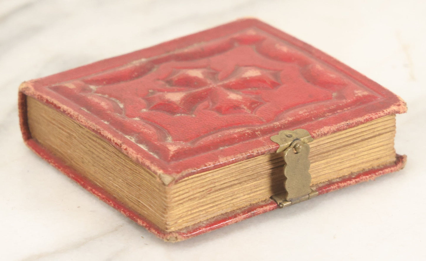 Lot 079 - Antique Red Gem Tintype Photograph Album Containing 70+ Photos, Including Three Dapper Young Men Smoking, Many Identified (All Pages Pictured)